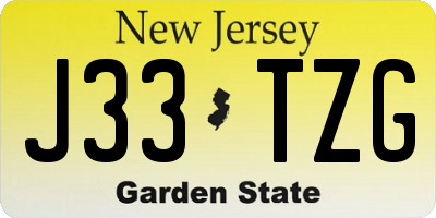 NJ license plate J33TZG