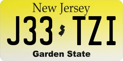 NJ license plate J33TZI