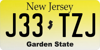 NJ license plate J33TZJ