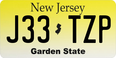 NJ license plate J33TZP
