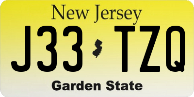 NJ license plate J33TZQ