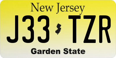 NJ license plate J33TZR