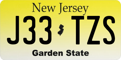 NJ license plate J33TZS
