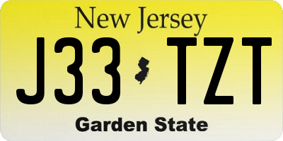 NJ license plate J33TZT