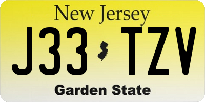 NJ license plate J33TZV