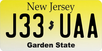 NJ license plate J33UAA