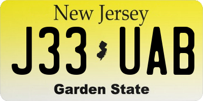NJ license plate J33UAB