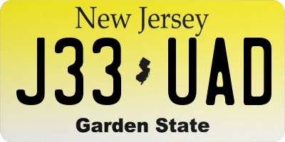 NJ license plate J33UAD