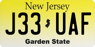 NJ license plate J33UAF