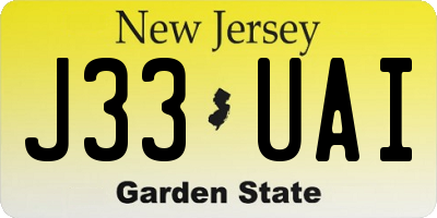 NJ license plate J33UAI