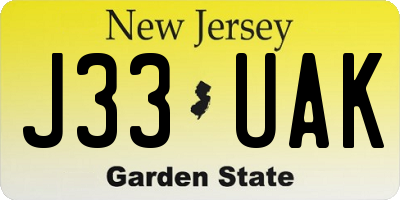 NJ license plate J33UAK