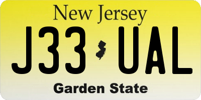 NJ license plate J33UAL