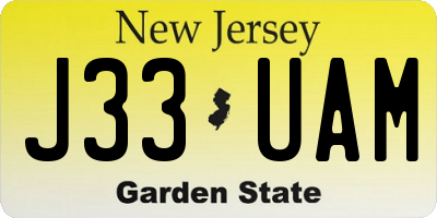 NJ license plate J33UAM