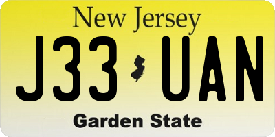 NJ license plate J33UAN