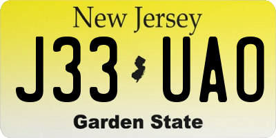 NJ license plate J33UAO