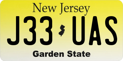 NJ license plate J33UAS
