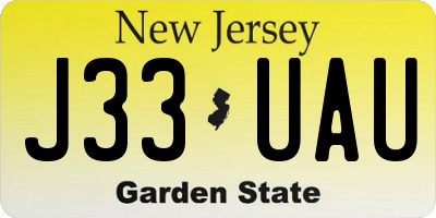 NJ license plate J33UAU