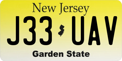 NJ license plate J33UAV