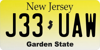 NJ license plate J33UAW