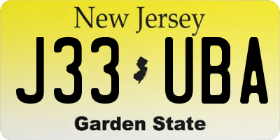 NJ license plate J33UBA
