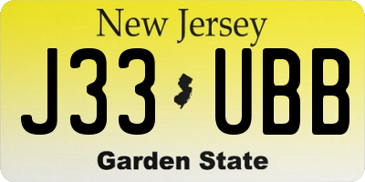 NJ license plate J33UBB