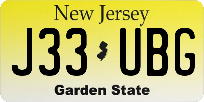 NJ license plate J33UBG