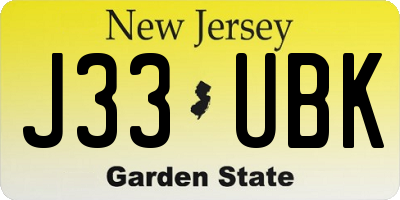 NJ license plate J33UBK