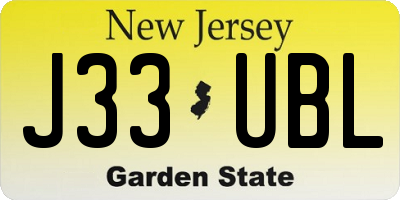 NJ license plate J33UBL