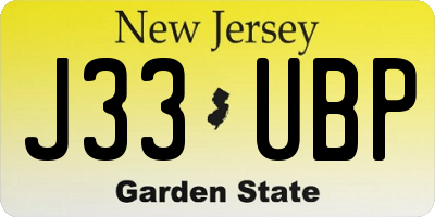 NJ license plate J33UBP