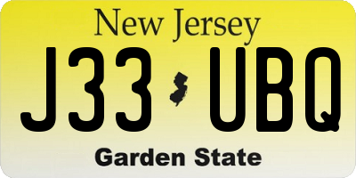 NJ license plate J33UBQ