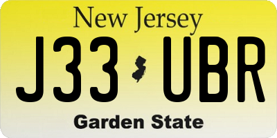 NJ license plate J33UBR