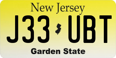NJ license plate J33UBT