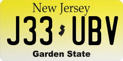 NJ license plate J33UBV