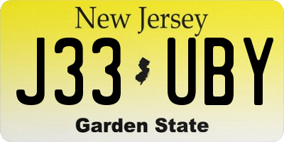 NJ license plate J33UBY