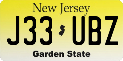 NJ license plate J33UBZ