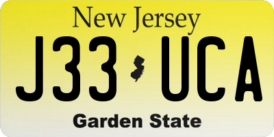 NJ license plate J33UCA