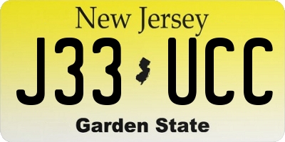 NJ license plate J33UCC