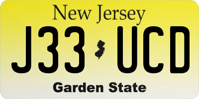 NJ license plate J33UCD