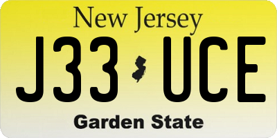 NJ license plate J33UCE