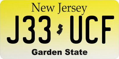 NJ license plate J33UCF