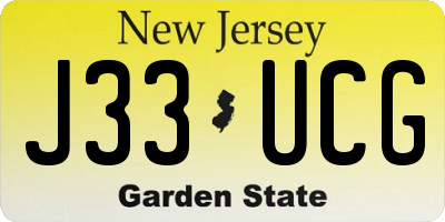 NJ license plate J33UCG