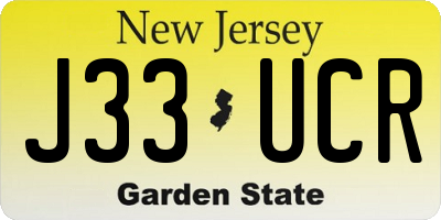 NJ license plate J33UCR