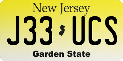 NJ license plate J33UCS