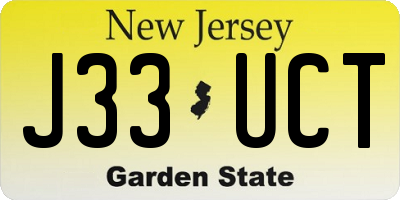 NJ license plate J33UCT