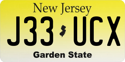 NJ license plate J33UCX