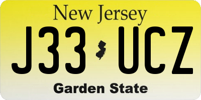 NJ license plate J33UCZ