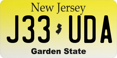 NJ license plate J33UDA