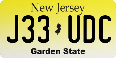 NJ license plate J33UDC