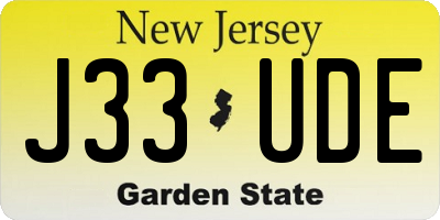 NJ license plate J33UDE