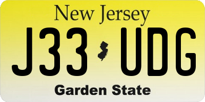 NJ license plate J33UDG